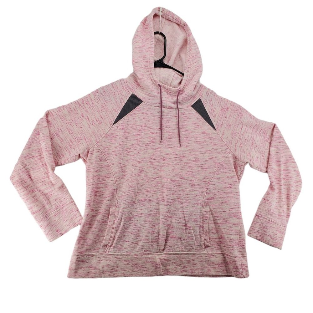 Tek Gear Top Women's Long Sleeve Hooded Pullover High Neck Sweatshirt Pink XL